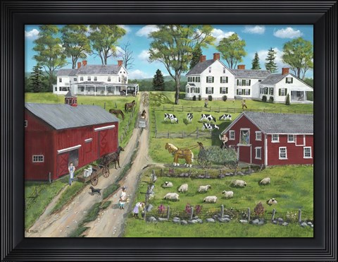 Framed Picking Flowers Print