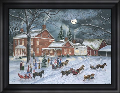 Framed Carolers Gather Print