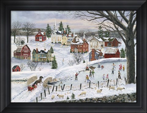Framed Red Sleigh Print