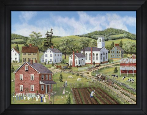 Framed Village Center Print