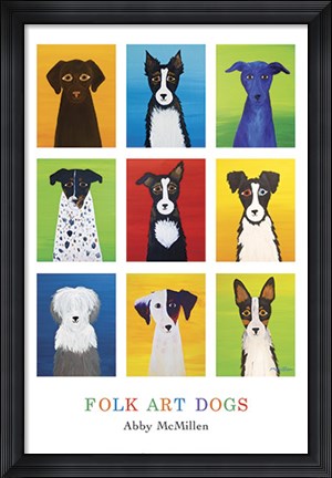 Framed Folk Art Dogs Print