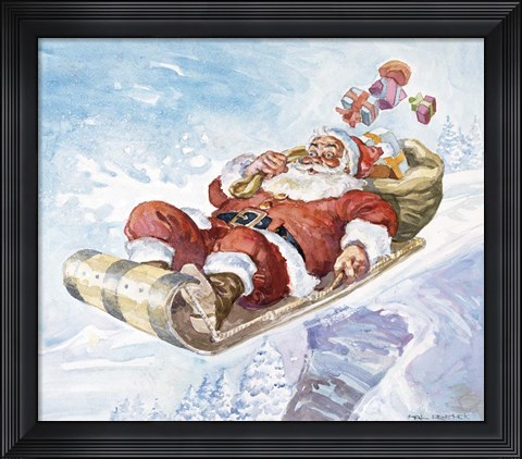 Framed Santa&#39;s New Sleigh Print
