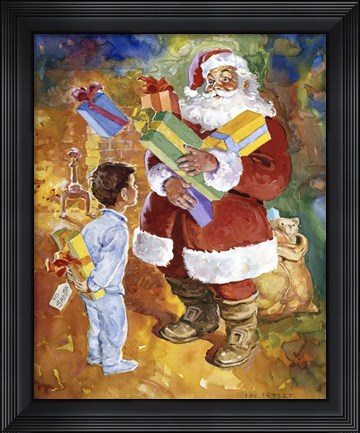 Framed Santa Bearing Gifts Print