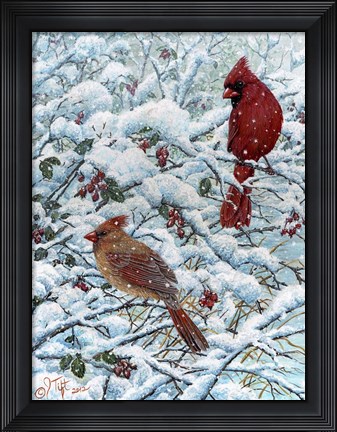 Framed Winter Cardinal Painting Print