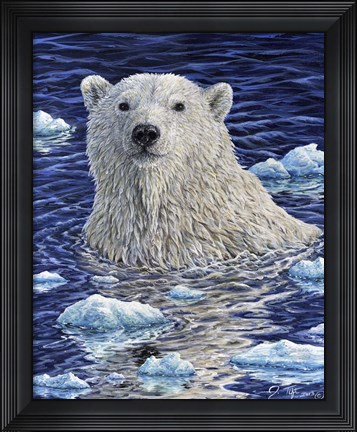 Framed Polar Bear Painting Print