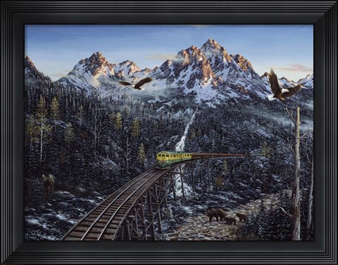 Framed Train &amp; Eagle Print