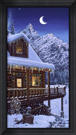 Framed Mountain Home Christmas Print