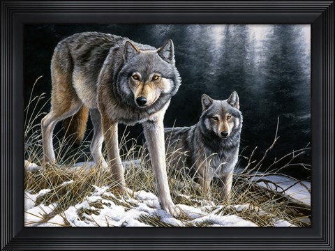 Framed Over The Ridge Wolves Print