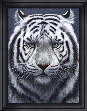 Framed White Tiger Ghost Print