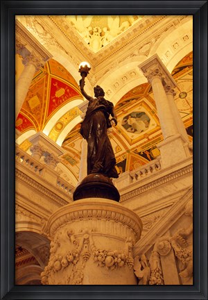 Framed USA, Washington DC, Library of Congress interior with sculpture Print