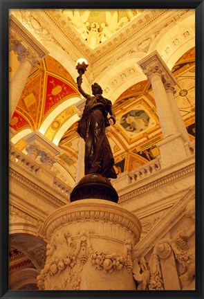 Framed USA, Washington DC, Library of Congress interior with sculpture Print