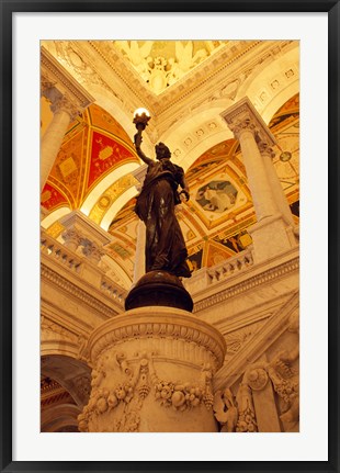 Framed USA, Washington DC, Library of Congress interior with sculpture Print