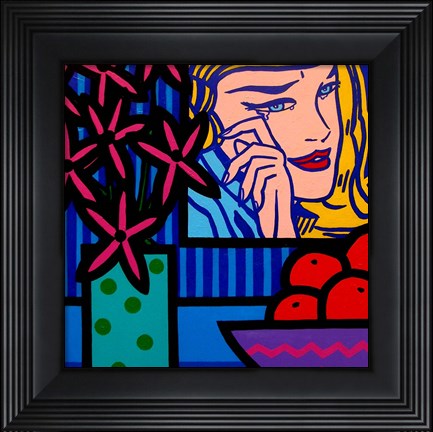 Framed Still Life With Lichtenstein Crying Girl Print