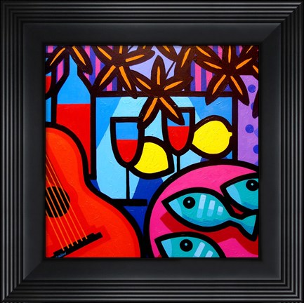Framed Still Life With Guitar Print