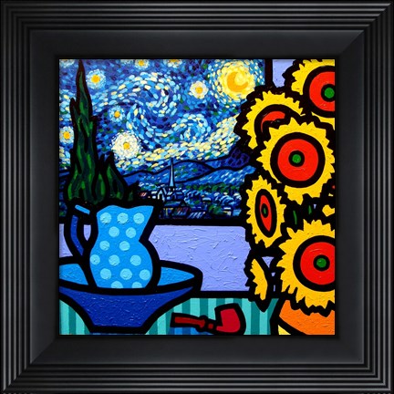 Framed Still Life With Starry Night Print