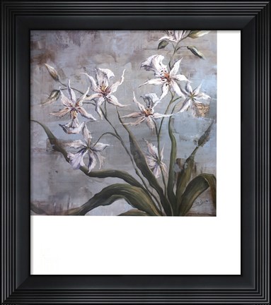 Framed Orchid Study In White Print