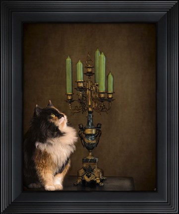 Framed Cat And The Candelabra Print