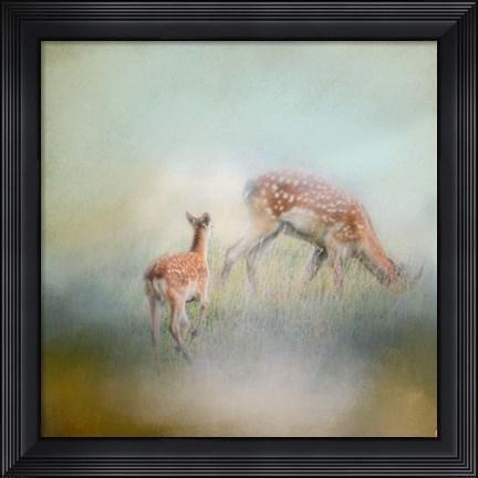Framed Running To Papa Deer Print