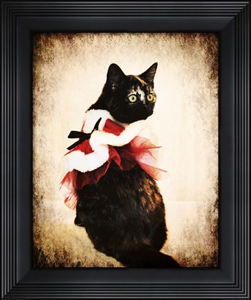 Framed Vintage Christmas Kitten Print