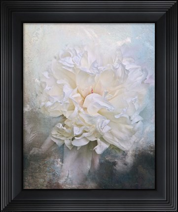 Framed Abstract Peony In Blue Print