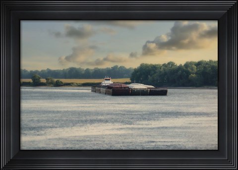 Framed Barge On The River 1 Print