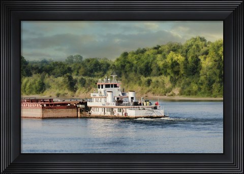 Framed Barge On The River 2 Print
