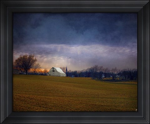 Framed Missouri Barn At Sunset Print