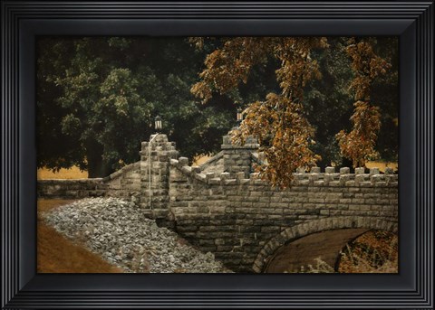 Framed Stone Bridge In Autumn Print