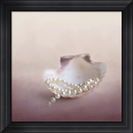 Framed Pearls On A Shell Print
