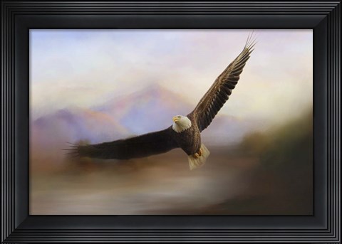 Framed Eagle At The Mountain Print