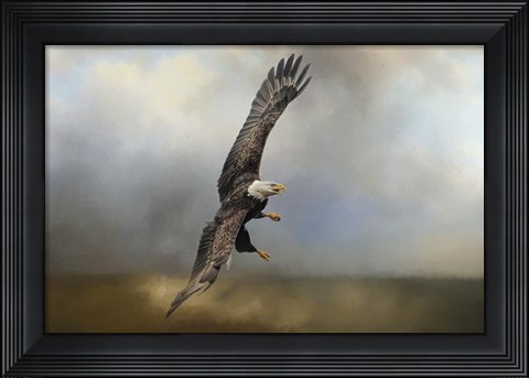 Framed Up Against The Stormy Sea Bald Eagle Print