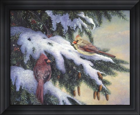 Framed Winter Cardinals Print