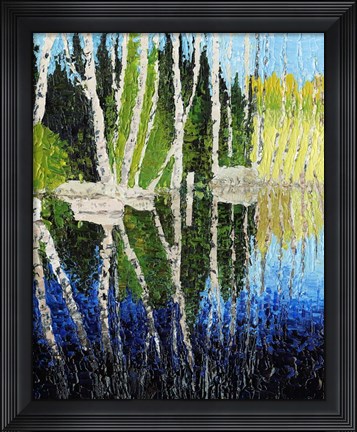 Framed Birch Tree Reflections Print