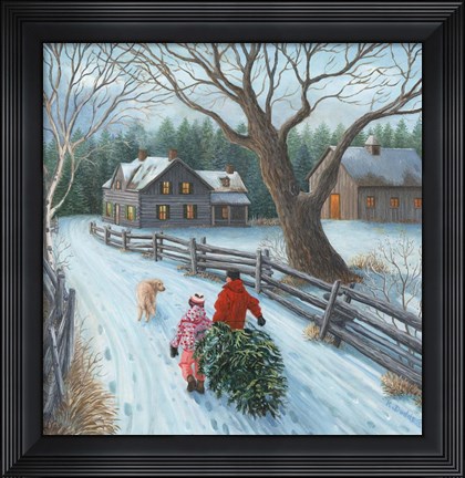 Framed Christmas on the Farm Print