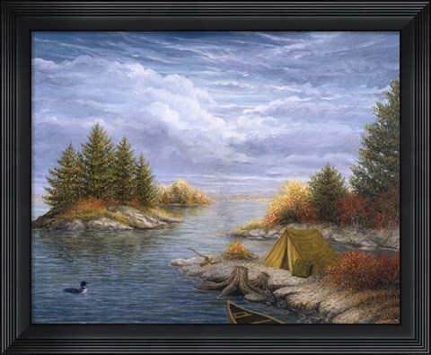 Framed Camping on the Ottawa River Print