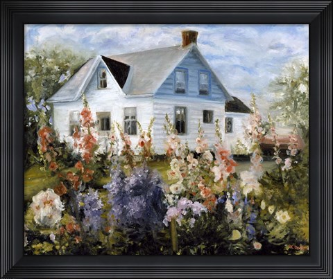 Framed Hollyhocks Print