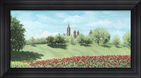 Framed Parliament Building and Tulips - Ottawa Print