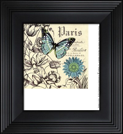 Framed French Butterflies Turquoise Print