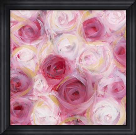 Framed White and Pink Roses Print
