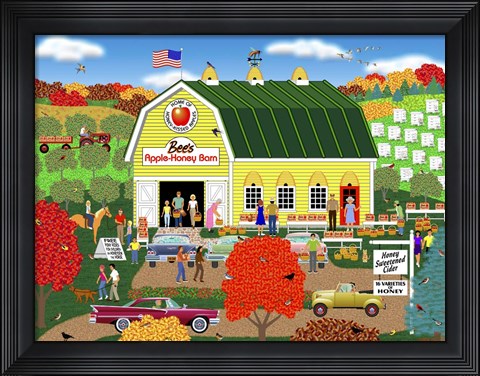 Framed Bee&#39;s Apple Honey Barn Print