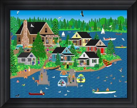 Framed Lake Point Resort Print