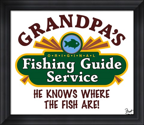 Framed Grandpa&#39;s Fishing Guide Service Print