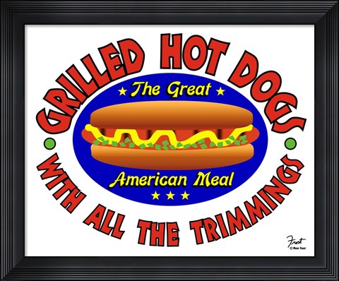 Framed Grilled Hot Dogs Print