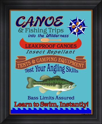 Framed Canoe Fishing Wilderness Print