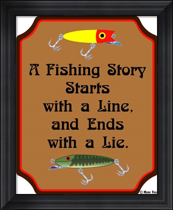 Framed Fish Story Line Lie Print