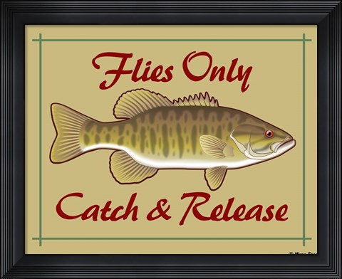 Framed Flies Only Catch &amp; Release Print