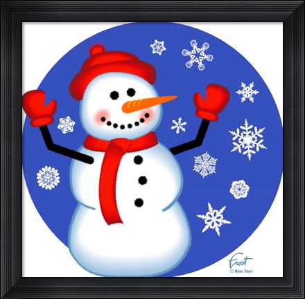 Framed Red Cap Snowman Print