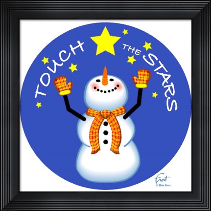 Framed Snowman Touch The Stars Print