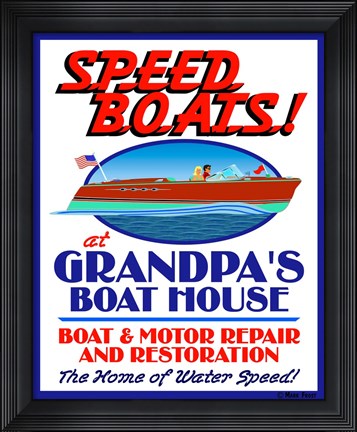 Framed Speed Boats Print