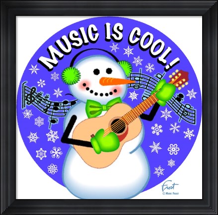 Framed Snowman Guitar Print